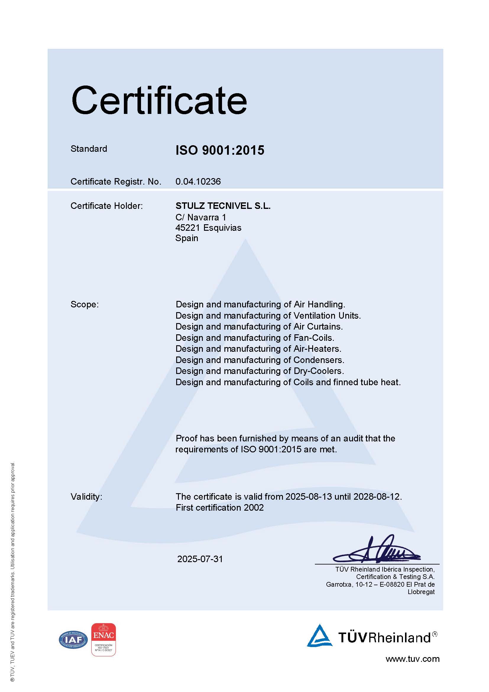 ISO 9001 Certificate